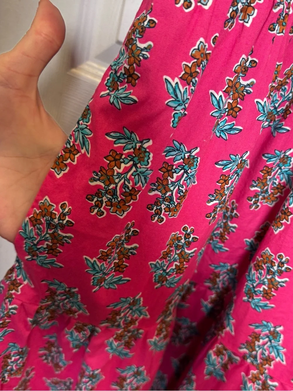 J.Crew Pink Floral Puff Sleeve Smocked Midi Dress Cotton Size 4 Cottagecore